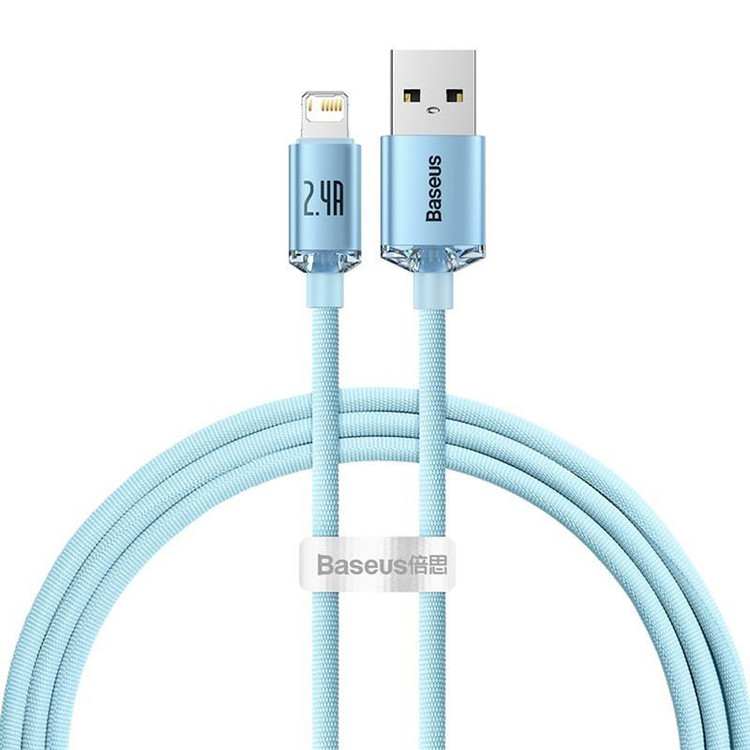 کابل تبدیل USB به لایتنینگ باسئوس مدل Crystal Shine طول 1.2 متر