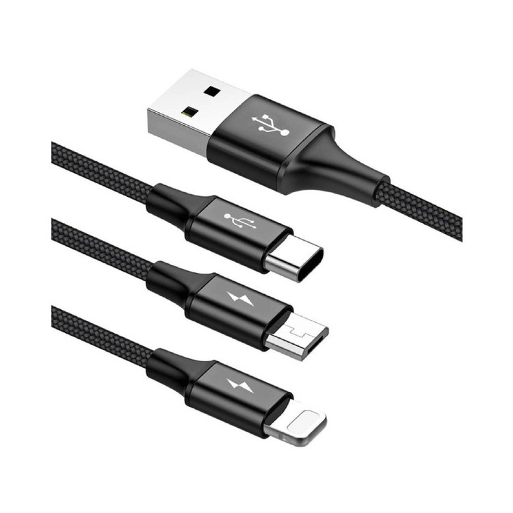 کابل تبدیل USB به لایتنینگ/USB-C/microUSB باسئوس مدل Star Speed طول 1.2 متر