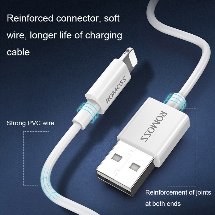 کابل تبدیل USB به لایتنینگ روموس مدل CB12 NEW PKG طول 1 متر