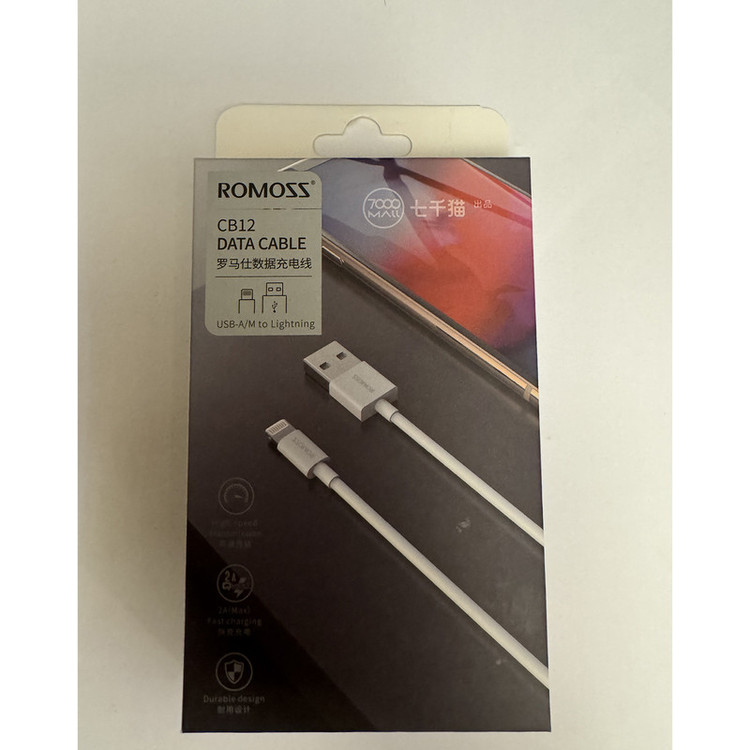 کابل تبدیل USB به لایتنینگ روموس مدل CB12 NEW PKG طول 1 متر