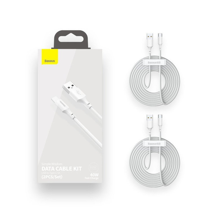 کابل تبدیل USB به USB-C بیسوس مدل Simple Wisdom-40W طول 1.5 متر بسته 2 عددی