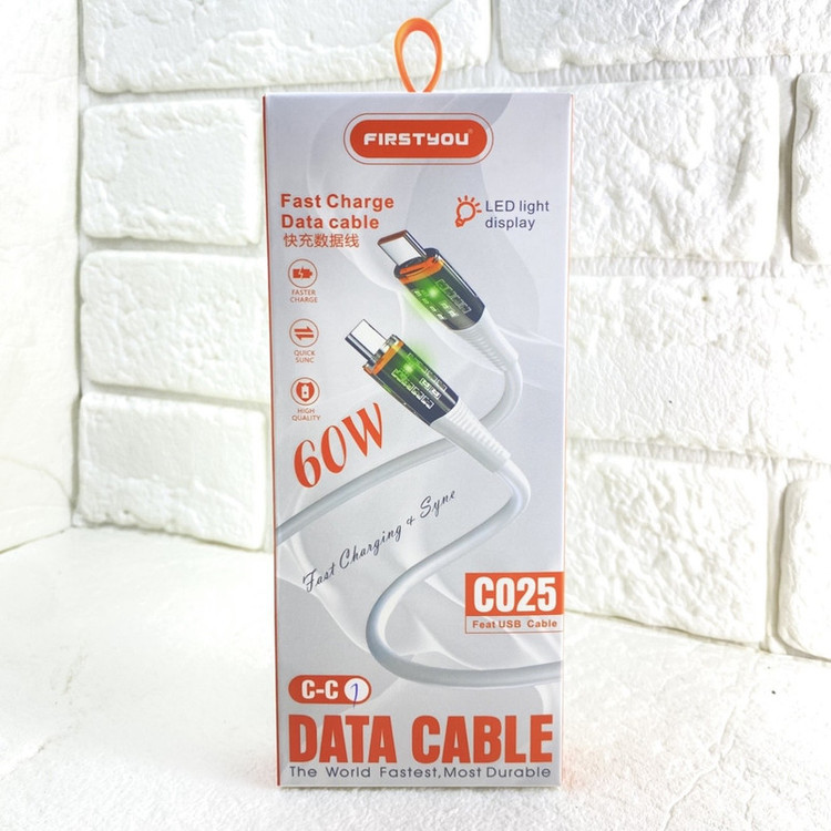 کابل USB - C فرست یو مدل LED-C025 طول 1 متر