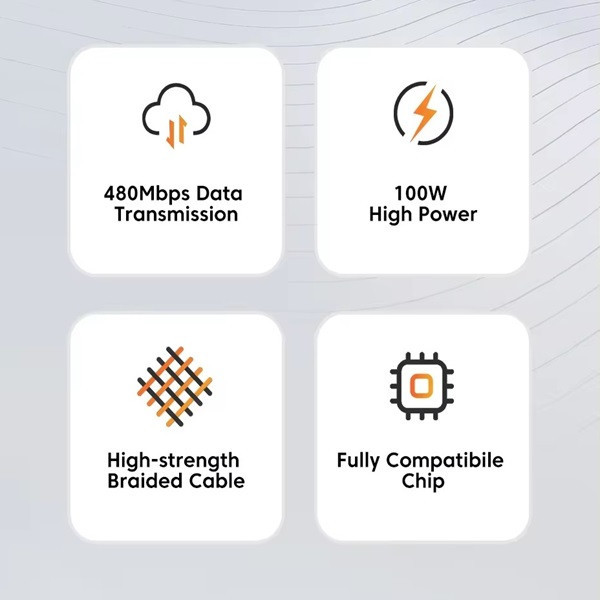 کابل تبدیل USB به USB-C توکی مدل 100W TQ-X12 طول 2 متر