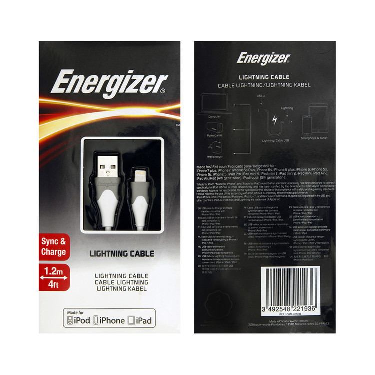 کابل تبدیل USB به لایتنینگ انرجایزر مدل C61LIGWH4 طول 1.2 متر