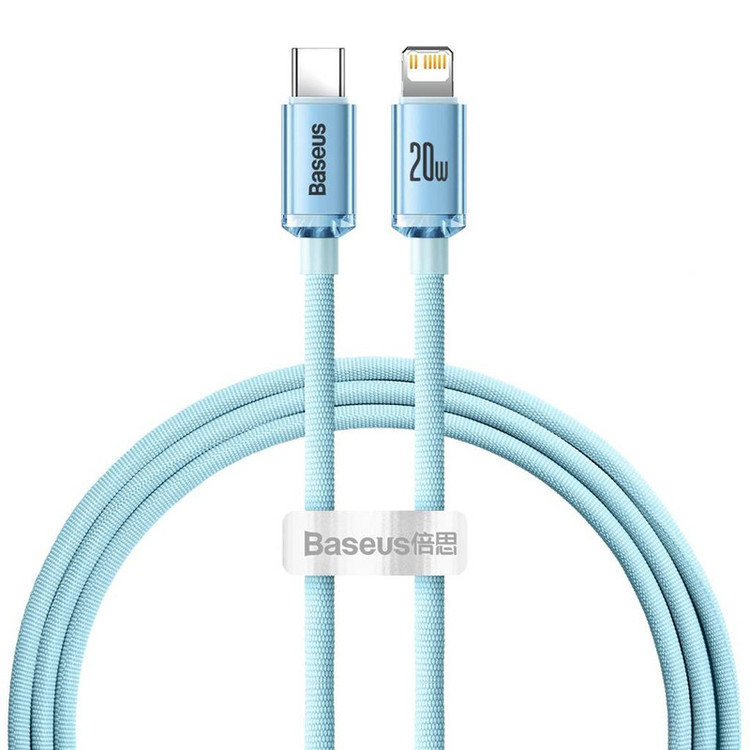 کابل USB-C به لایتنینگ باسئوس مدل Crystal Shine Series 20W طول 1.2 متر