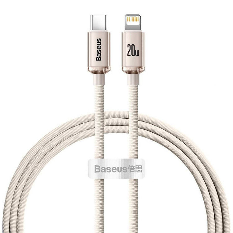 کابل USB-C به لایتنینگ باسئوس مدل Crystal Shine Series 20W طول 1.2 متر