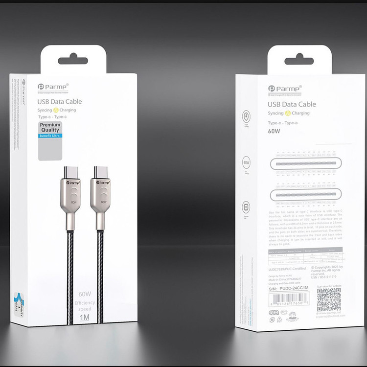 کابل USB-C پارمپ مدل PUDC-24CC1M 60W طول 1 متر
