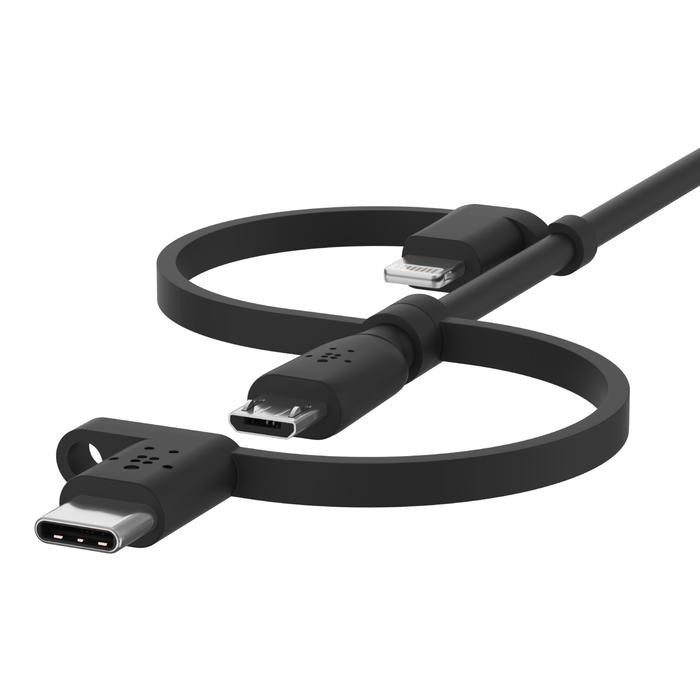 کابل تبدیل USB به USB-C/ لایتنینگ/ MicroUSB بلکین مدل CAC001bt1MBK طول 1 متر