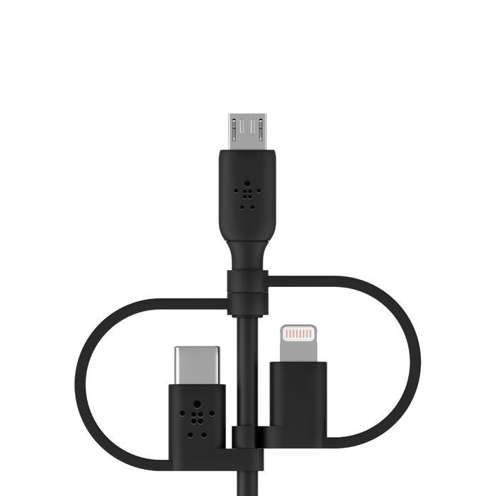 کابل تبدیل USB به USB-C/ لایتنینگ/ MicroUSB بلکین مدل CAC001bt1MBK طول 1 متر