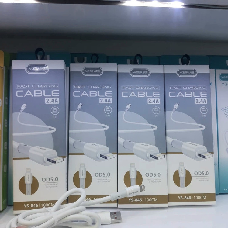 کابل تبدیل USB به لایتنینگ یس پلاس مدل FAST CHARGING SILICON طول 1 متر