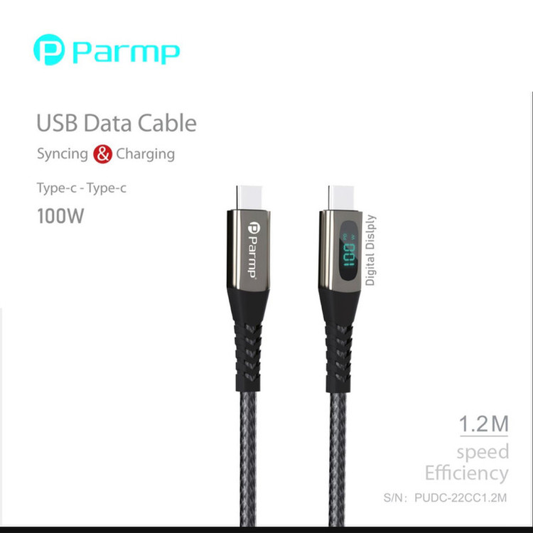 کابل USB-C پارمپ مدل PUDC-22CC1.2M 100W طول 1.2 متر