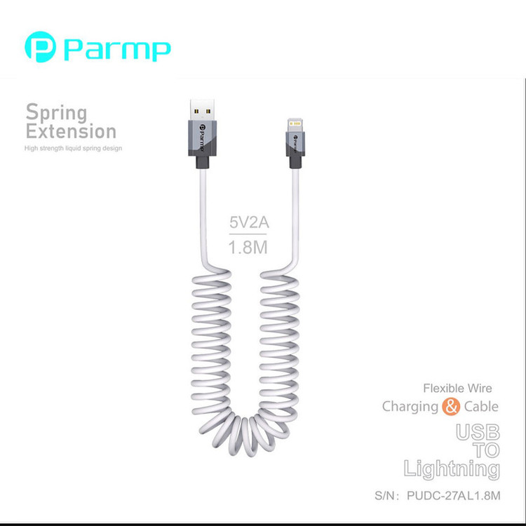 کابل تبدیل USB به لایتنینگ پارمپ مدل SPRING 27AL1.8M طول 1.8 متر