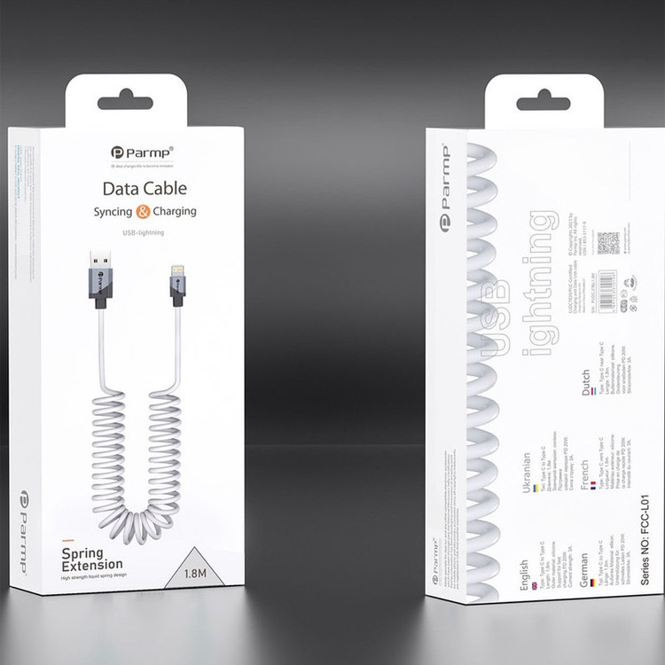 کابل تبدیل USB به لایتنینگ پارمپ مدل SPRING 27AL1.8M طول 1.8 متر