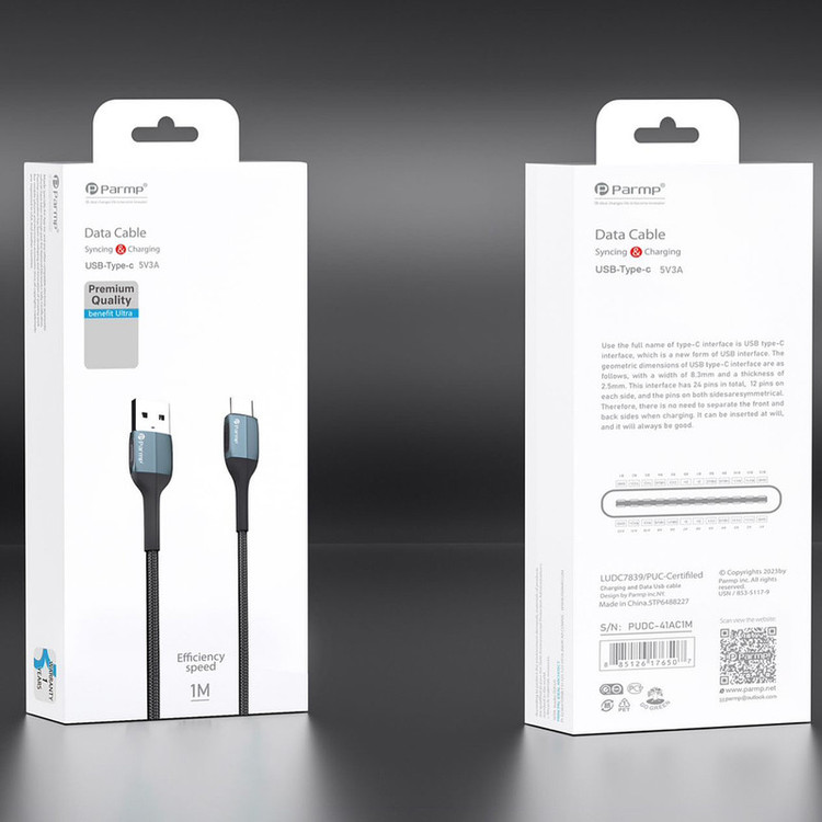 کابل تبدیل USB به USB-C پارمپ مدل PUDC-41AC1M طول 1 متر