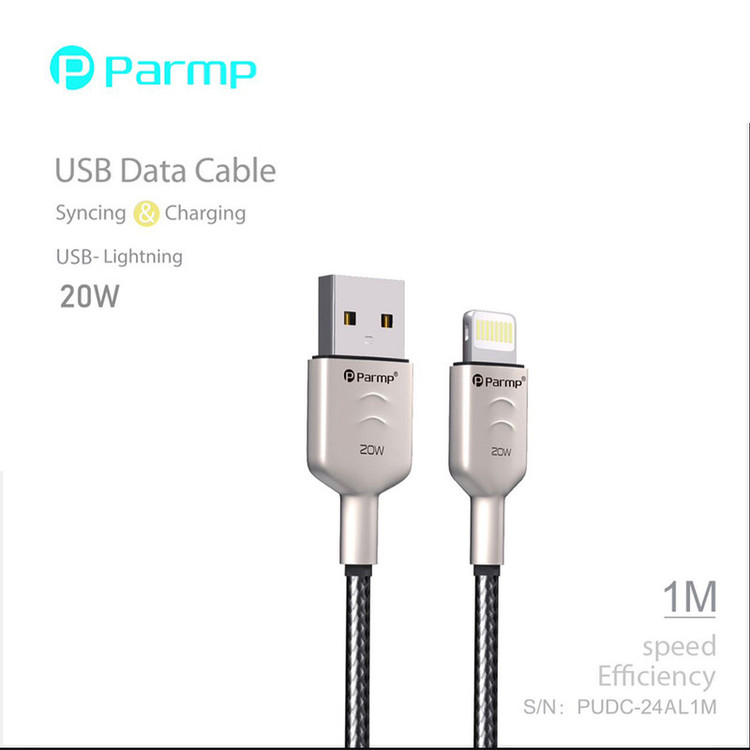 کابل تبدیل USB به لایتنینگ پارمپ مدل PUDC-24AL1M 20W طول 1 متر