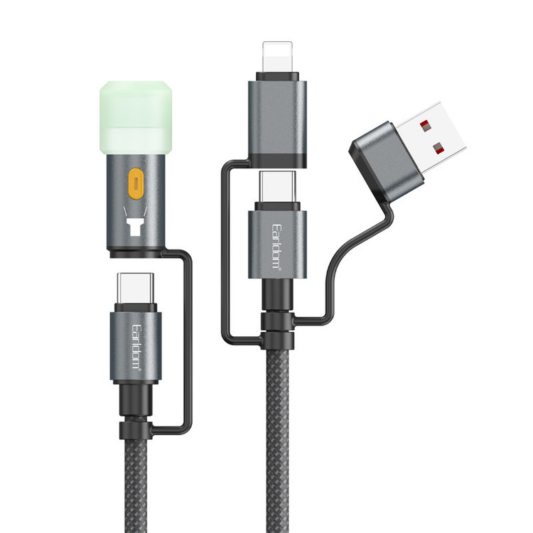 کابل تبدیل USB / USB-C به USB-C / لایتنینگ ارلدام مدل 6IN1 IC03 طول 1.2 متر