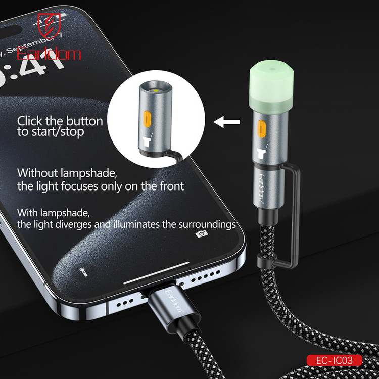 کابل تبدیل USB / USB-C به USB-C / لایتنینگ ارلدام مدل 6IN1 IC03 طول 1.2 متر