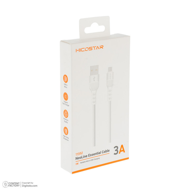 کابل تبدیل USB به microUSB هایکواستار مدل 119M طول 1 متر
