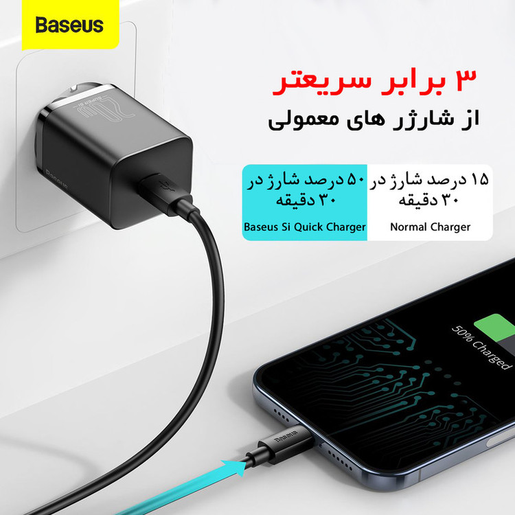 شارژر دیواری 20 وات بیسوس مدل CCCJGCE