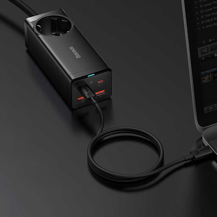 شارژر رومیزی 100 وات بیسوس مدل CCGAN100-1ACE به همراه کابل USB-C