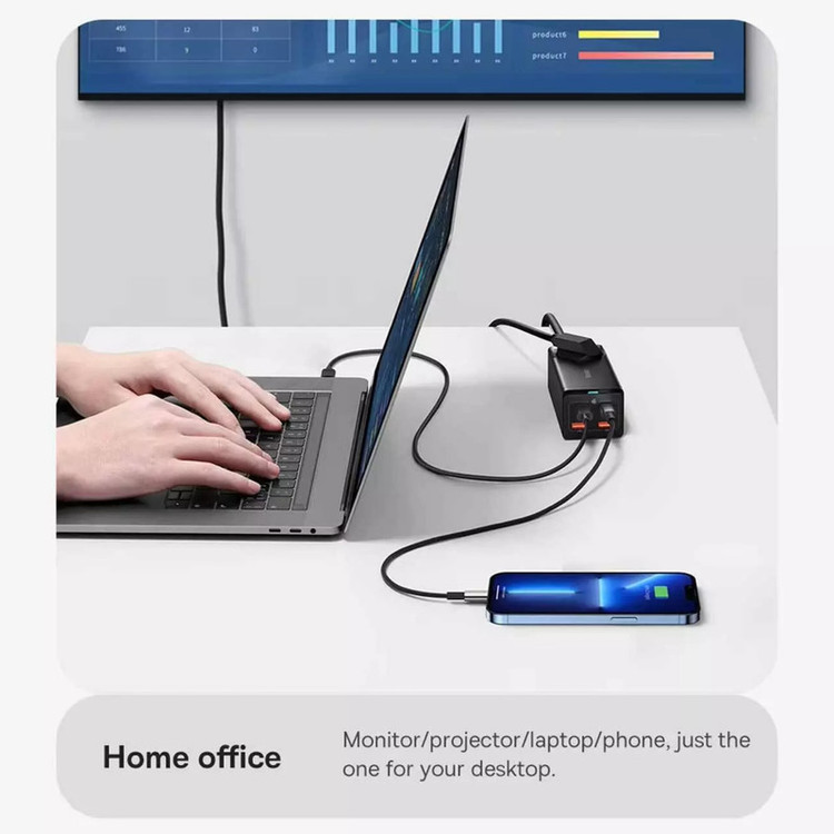 شارژر رومیزی 100 وات بیسوس مدل CCGAN100-1ACE به همراه کابل USB-C