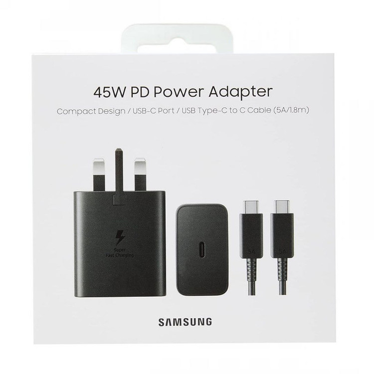 شارژر دیواری 45 وات سامسونگ مدل Super Fast Charge 2.0 به همراه کابل تبدیل USB-C