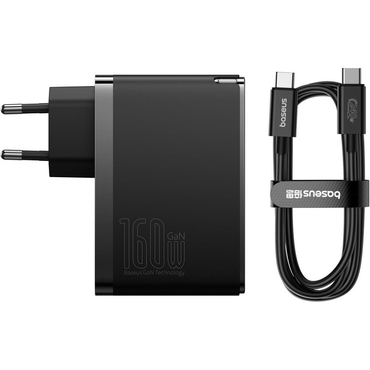 شارژر دیواری 160 وات بیسوس مدل GaN5 Pro 2C+U به همراه کابل تبدیل USB-C