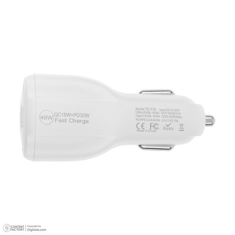 شارژر فندکی 48 وات دو پورت مدل Fast TE-P32