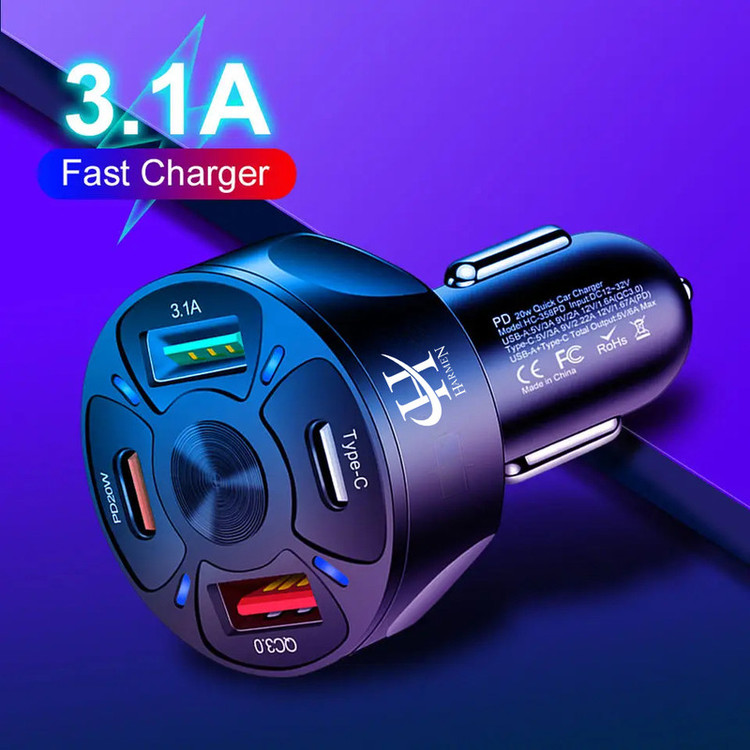 شارژر فندکی 20 وات هارمن مدل CX-2U+2PD QC3FAST