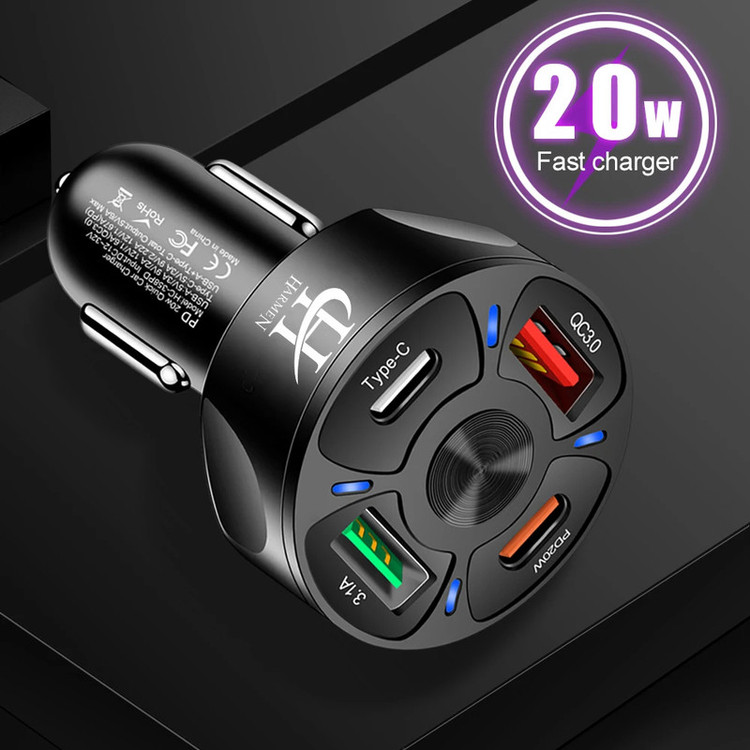شارژر فندکی 20 وات هارمن مدل CX-2U+2PD QC3FAST
