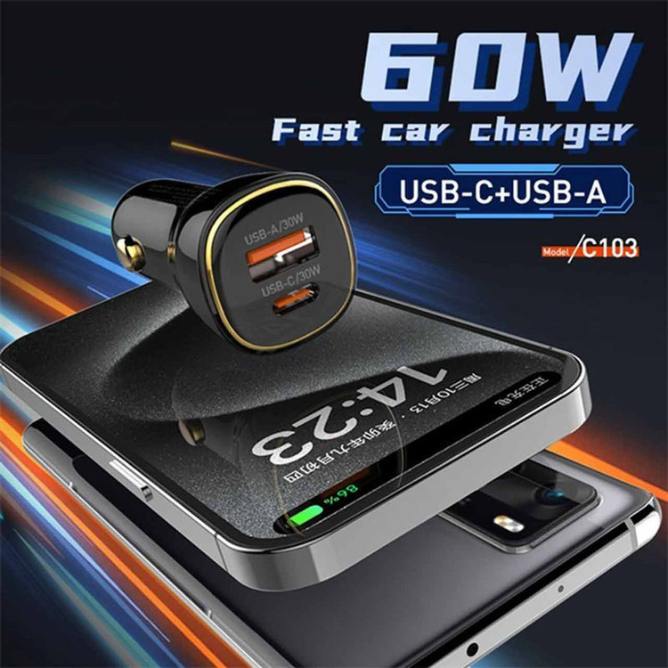 شارژر فندکی 60 وات الدینیو مدل C103