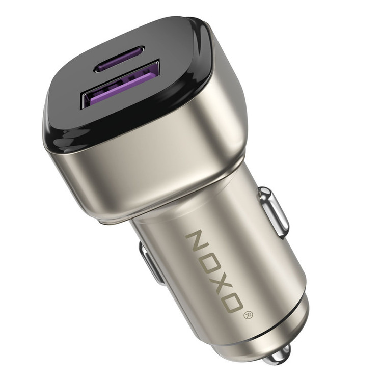 شارژر فندکی 55 وات دو پورت نوکسو مدل CCN‑P‑5 بههمراه کابل USB-C / لایتنینگ