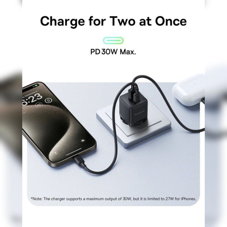 شارژر دیواری 30 وات بیسوس مدل Palm 30W به همراه کابل USB-C