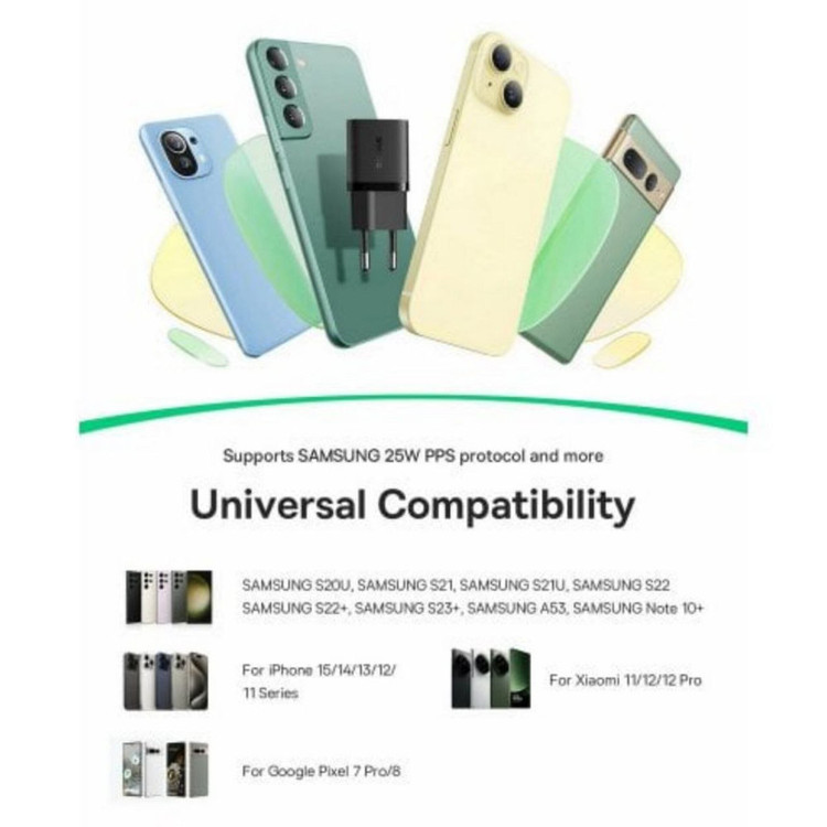 شارژر دیواری 25 وات بیسوس مدل GaN5 mini به همراه کابل تبدیل تایپ سی