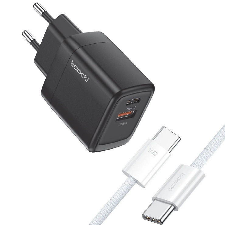 شارژر دیواری 20 وات توکی دو پورت مدل JT-P20F به همراه کابل USB-C