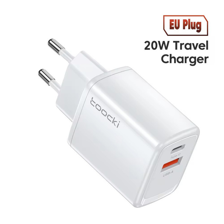 شارژر دیواری 20 وات توکی دو پورت مدل JT-P20F به همراه کابل USB-C