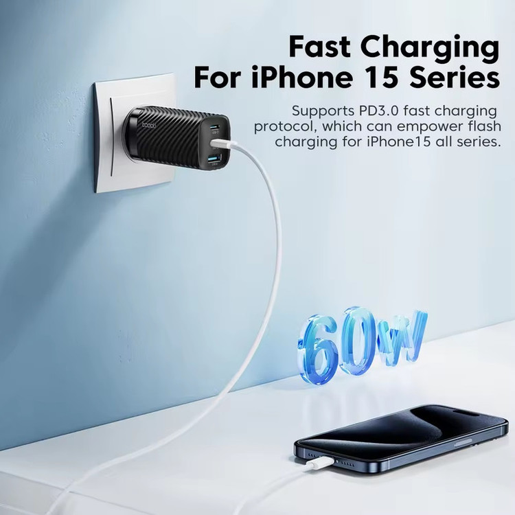 شارژر دیواری 20 وات توکی دو پورت مدل JT-P20F به همراه کابل USB-C