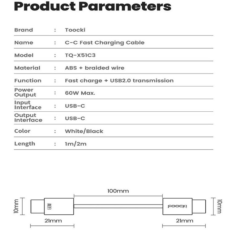 شارژر دیواری 20 وات توکی دو پورت مدل JT-P20F به همراه کابل USB-C