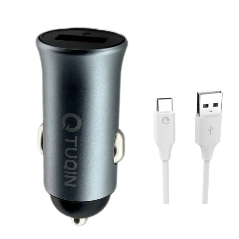 شارژر فندکی 24 وات تیوکین مدل QC02 به همراه کابل تبدیل USB-C
