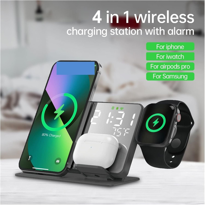 شارژر بی سیم رومیزی 15 وات مدل wireless 4in1