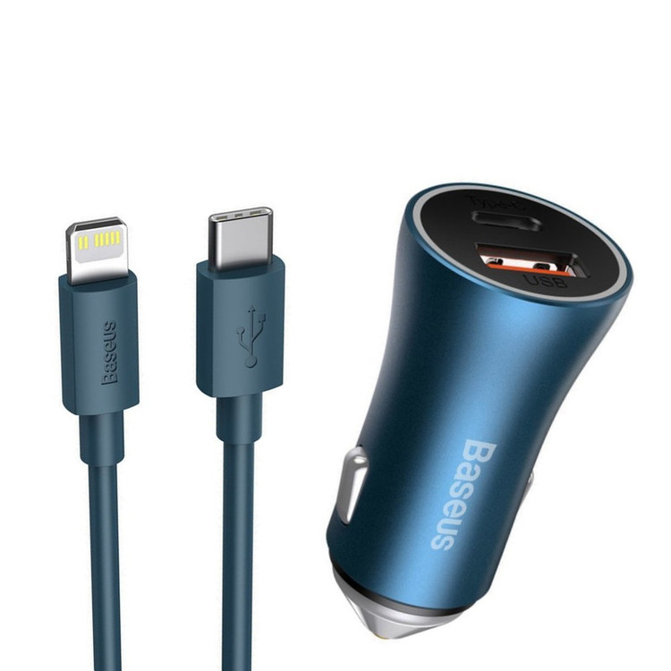 شارژر فندکی باسئوس مدل Golden Contactor به همراه کابل تبدیل USB-C