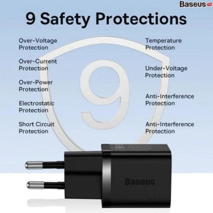 شارژر دیواری 30 وات بیسوس مدل GAN5 mini 30W به همراه کابل تبدیل USB-C