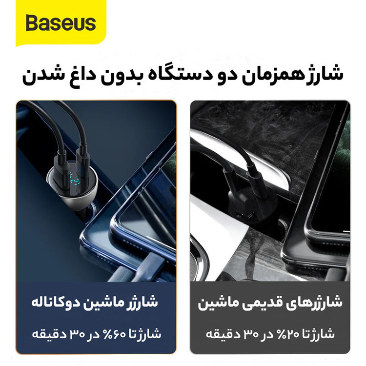 شارژر فندکی 65 وات باسئوس مدل CCKX-C0A