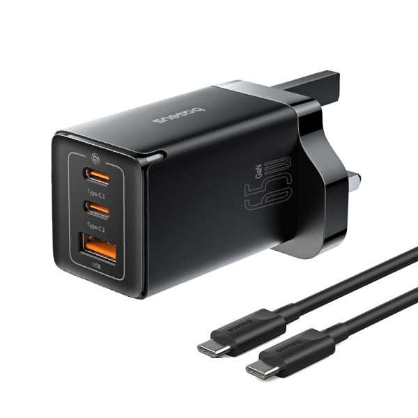 شارژر دیواری 65 وات بیسوس مدل CCGAN65UK به همراه کابل USB-C