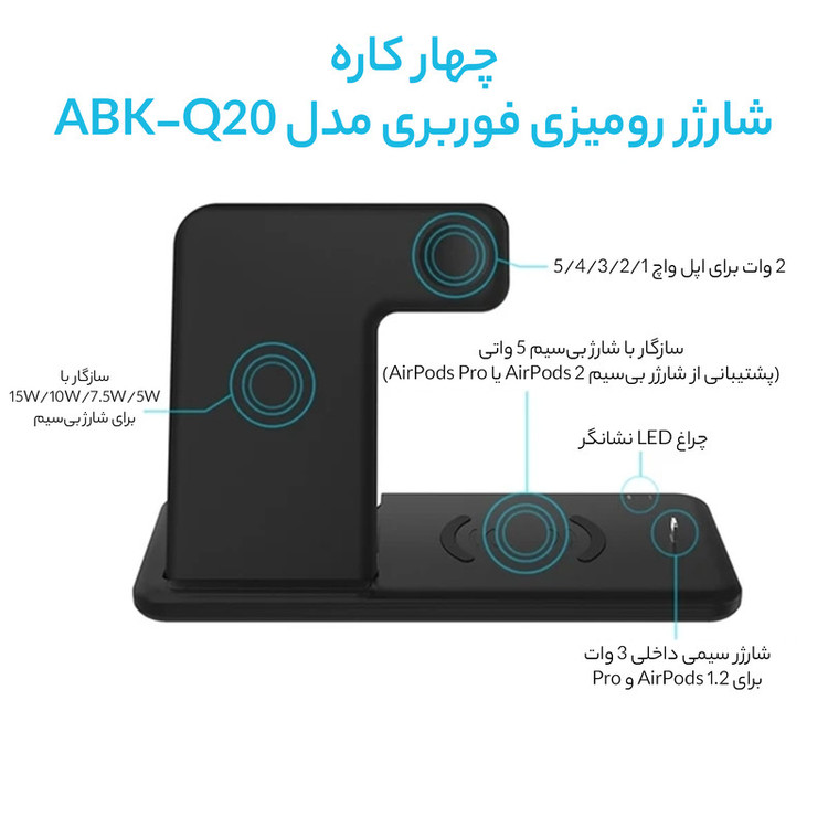 شارژر رومیزی فوربری مدل ABK-Q20