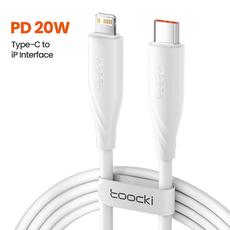شارژر دیواری 20 وات دو پورت توکی مدل JT-P20F به همراه کابل تبدیل USB-C به لایتنینگ