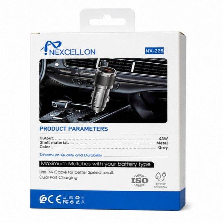 شارژر فندکی 43 وات دو پورت نکسلون مدل NX-225