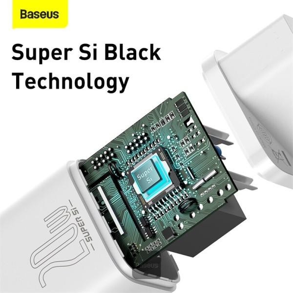 شارژر دیواری باسئوس مدل TZCCSUP-20W به همراه کابل تبدیل لایتنینگ