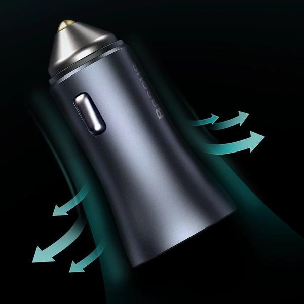 شارژر فندکی باسئوس مدل tzccjd-0g به همراه کابل تبدیل USB-C
