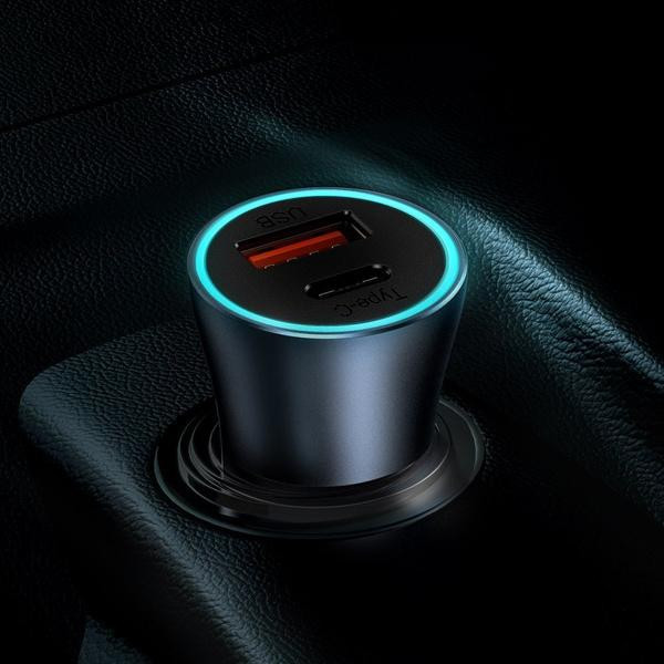 شارژر فندکی باسئوس مدل tzccjd-0g به همراه کابل تبدیل USB-C